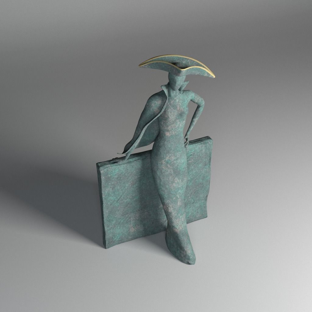 Bronze statuette - Maya V-Ray - PBR - 47 cm - 18 inches 3D model_11