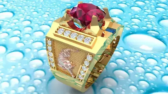 Tiger ring - Oval mens rings - Mens Rings - N40