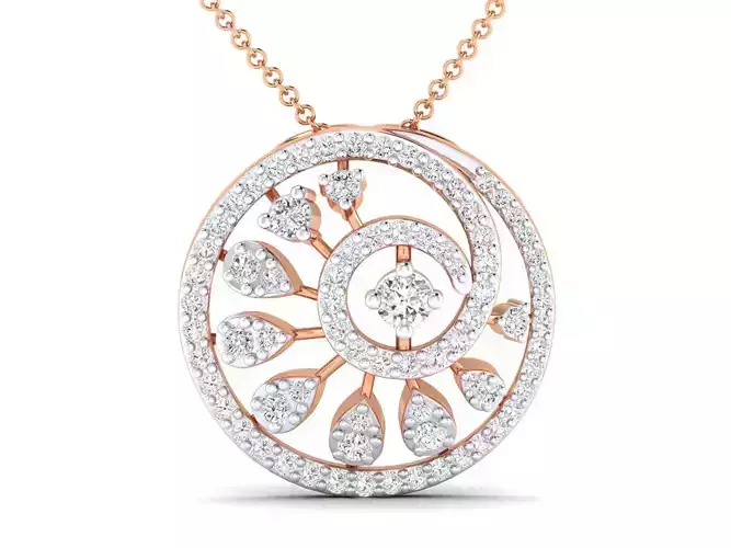Women Flower Spiral pendant 3dm stl render detail 3D print model