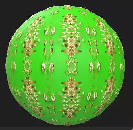 Vintage golden doodles Surface PBR Texture on green background Texture