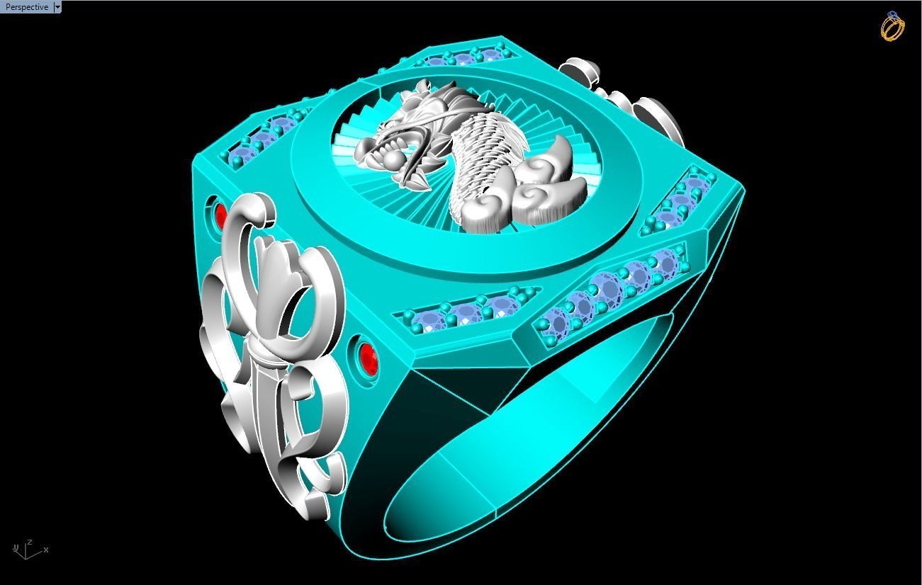Dragon Rings - Patterned Rings - Mens ring - N1002 3D print model_5