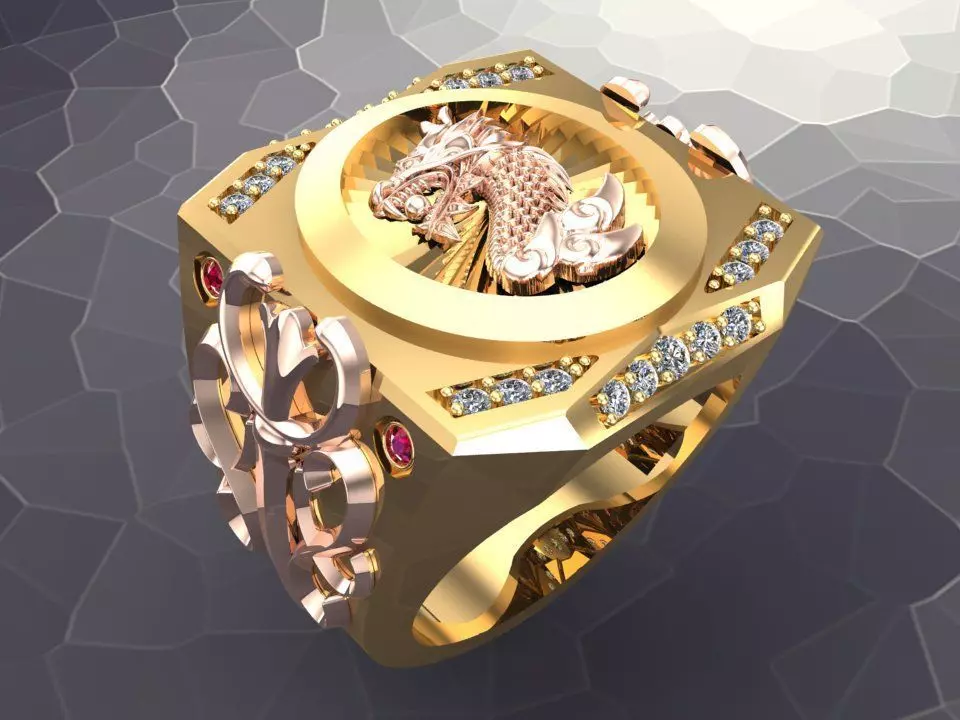 Dragon Rings - Patterned Rings - Mens ring - N1002 3D print model_0