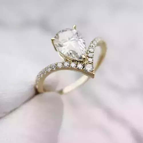 3DM Format Vintage pear cut engagement ring