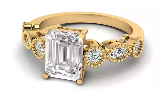 3DM Format Emerald cut engagement ring for her