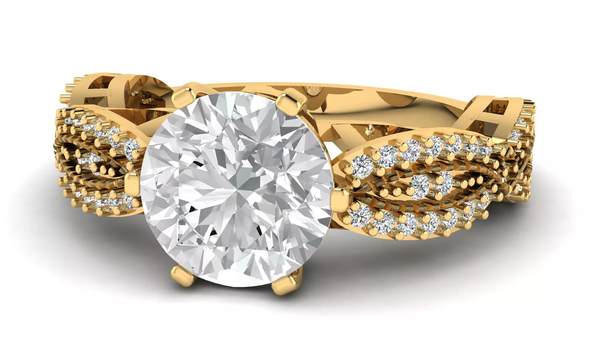 3DM Format Art deco round cut wedding ring 3D model 3D printable | CGTrader