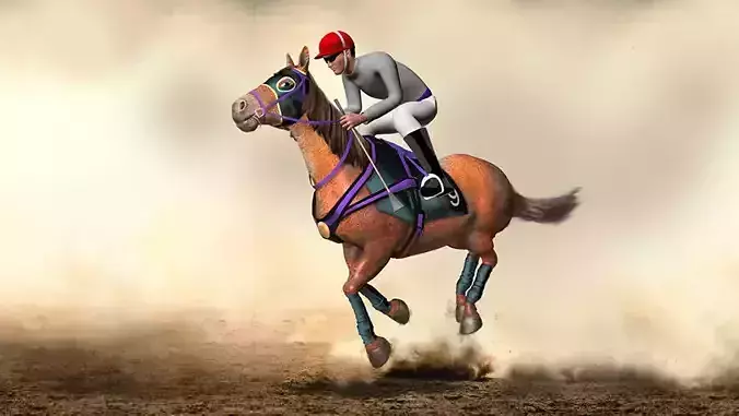 Racing horse and jockey