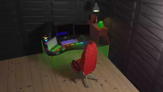workplace room with computer desk and chair Texture