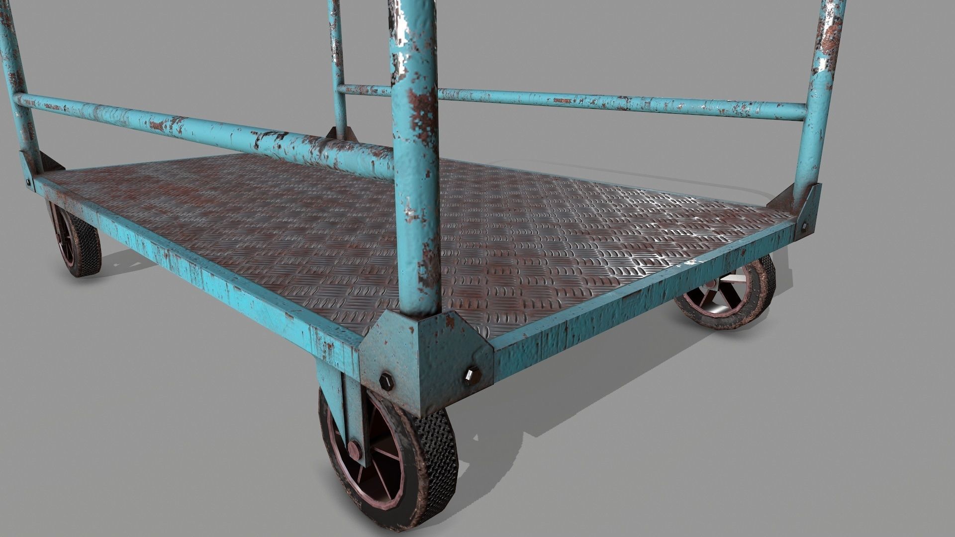 Old Platform Trolley B Low-poly 3D model_7