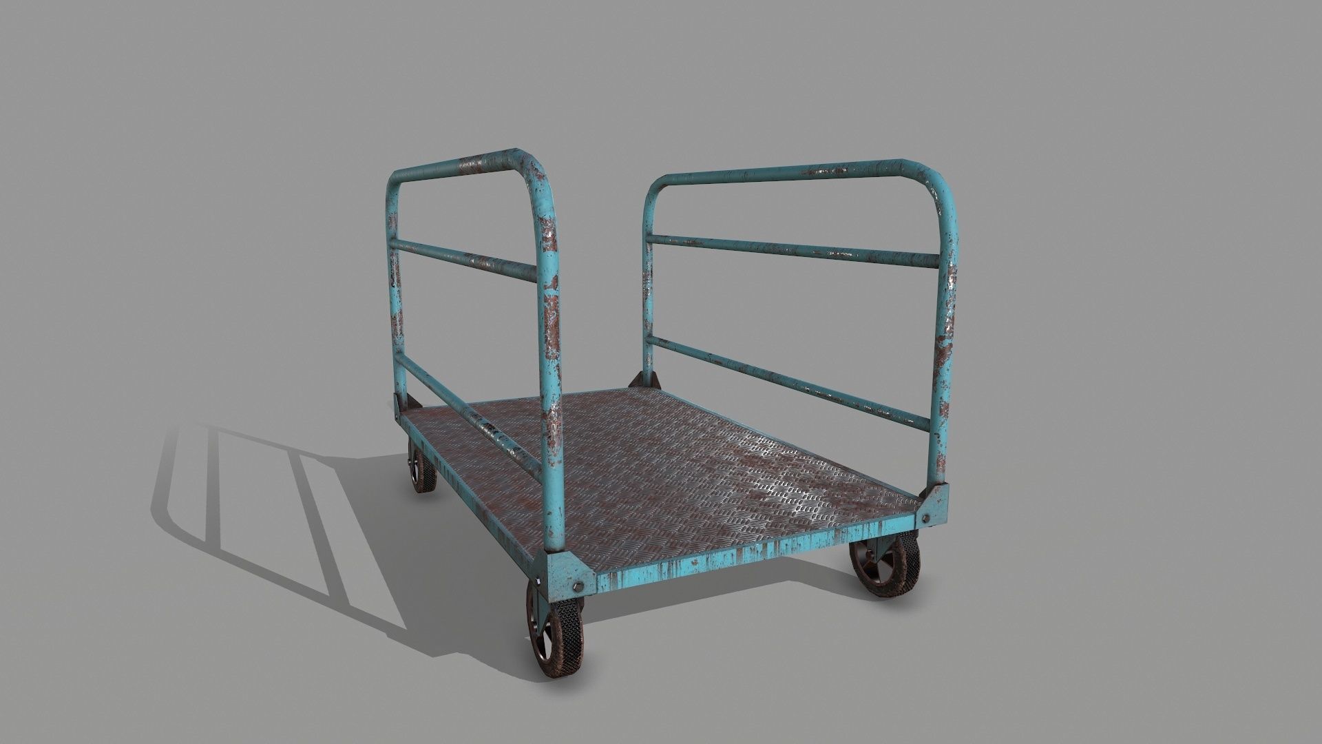 Old Platform Trolley B Low-poly 3D model_6
