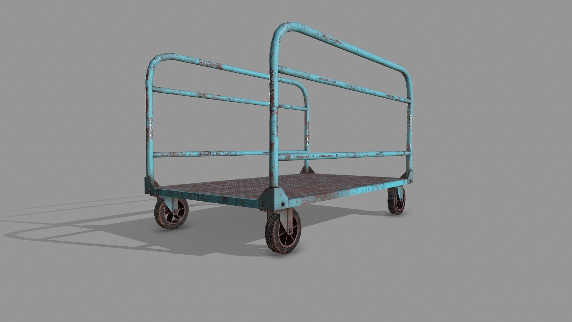 Old Platform Trolley B Low-poly 3D model_8