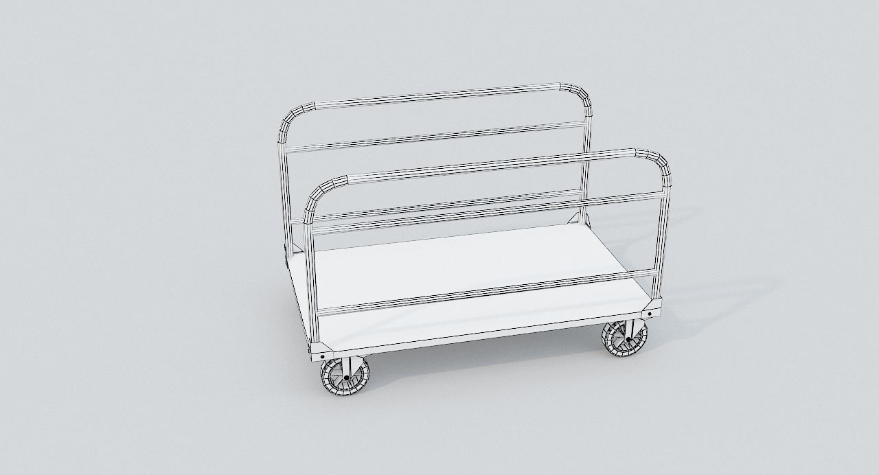 Old Platform Trolley B Low-poly 3D model_9
