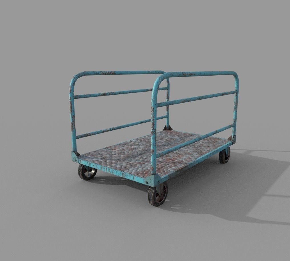 Old Platform Trolley B Low-poly 3D model_2