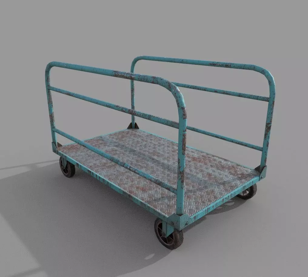 Old Platform Trolley B Low-poly 3D model_0