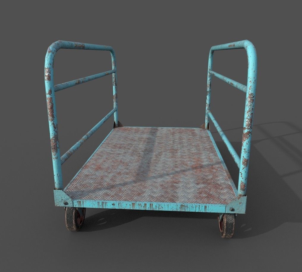 Old Platform Trolley B Low-poly 3D model_4