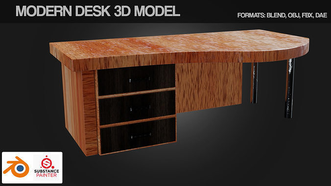 Modern Office Desk Furnishing Model Low-poly 3D model