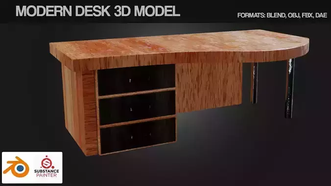 Modern Office Desk Furnishing Model Low-poly 3D model