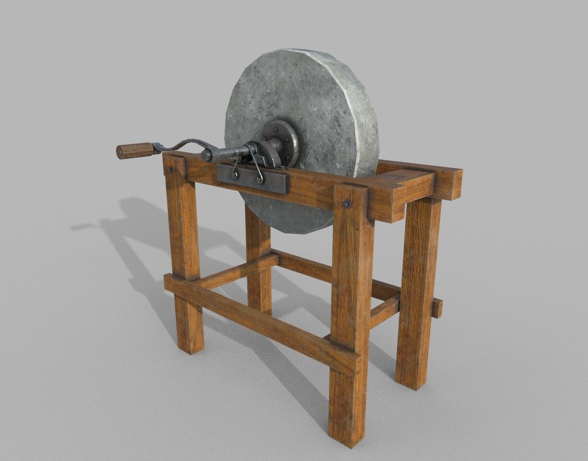 Grindstone 2 grinding wheel Low-poly 3D model_6