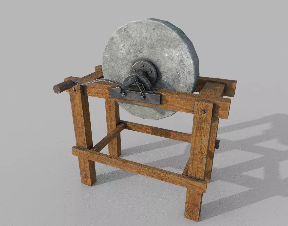 Grindstone 2 grinding wheel Low-poly 3D model_0