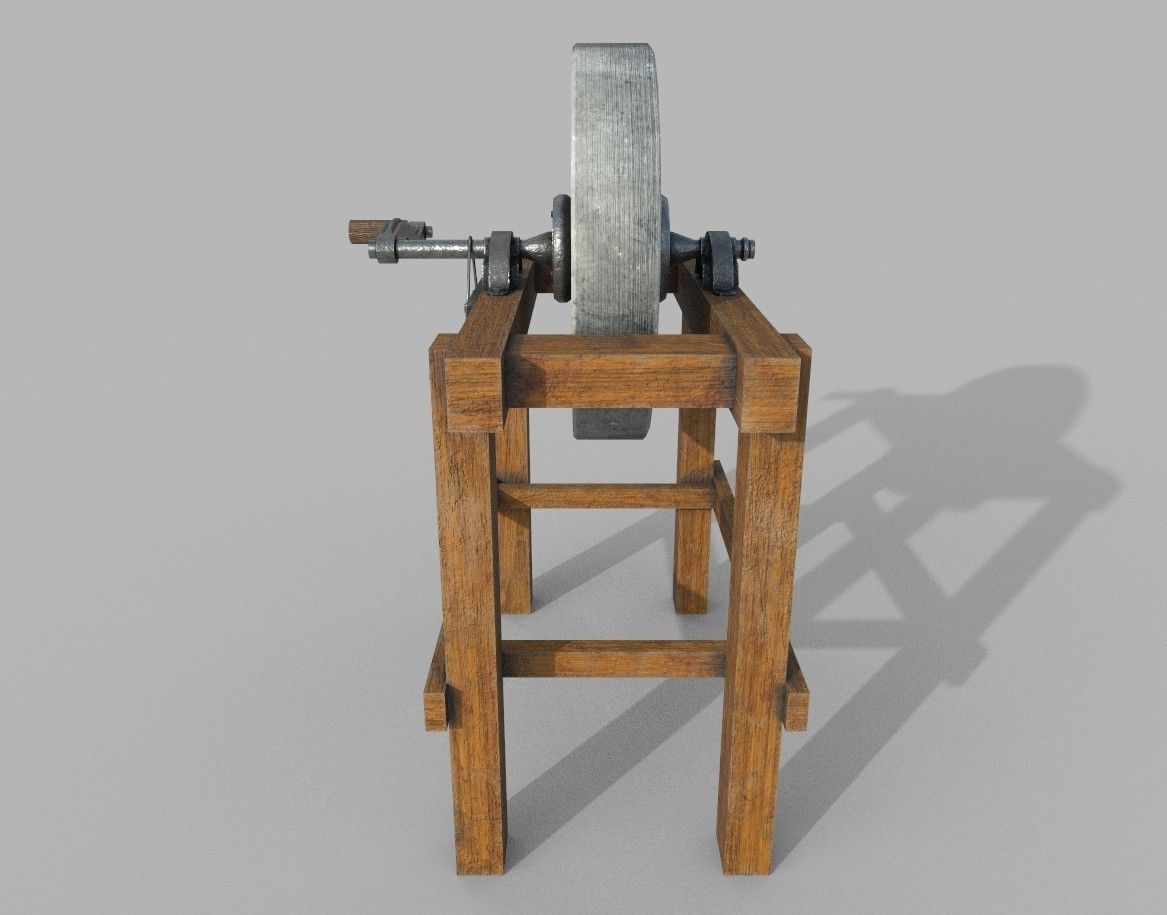 Grindstone 2 grinding wheel Low-poly 3D model_3