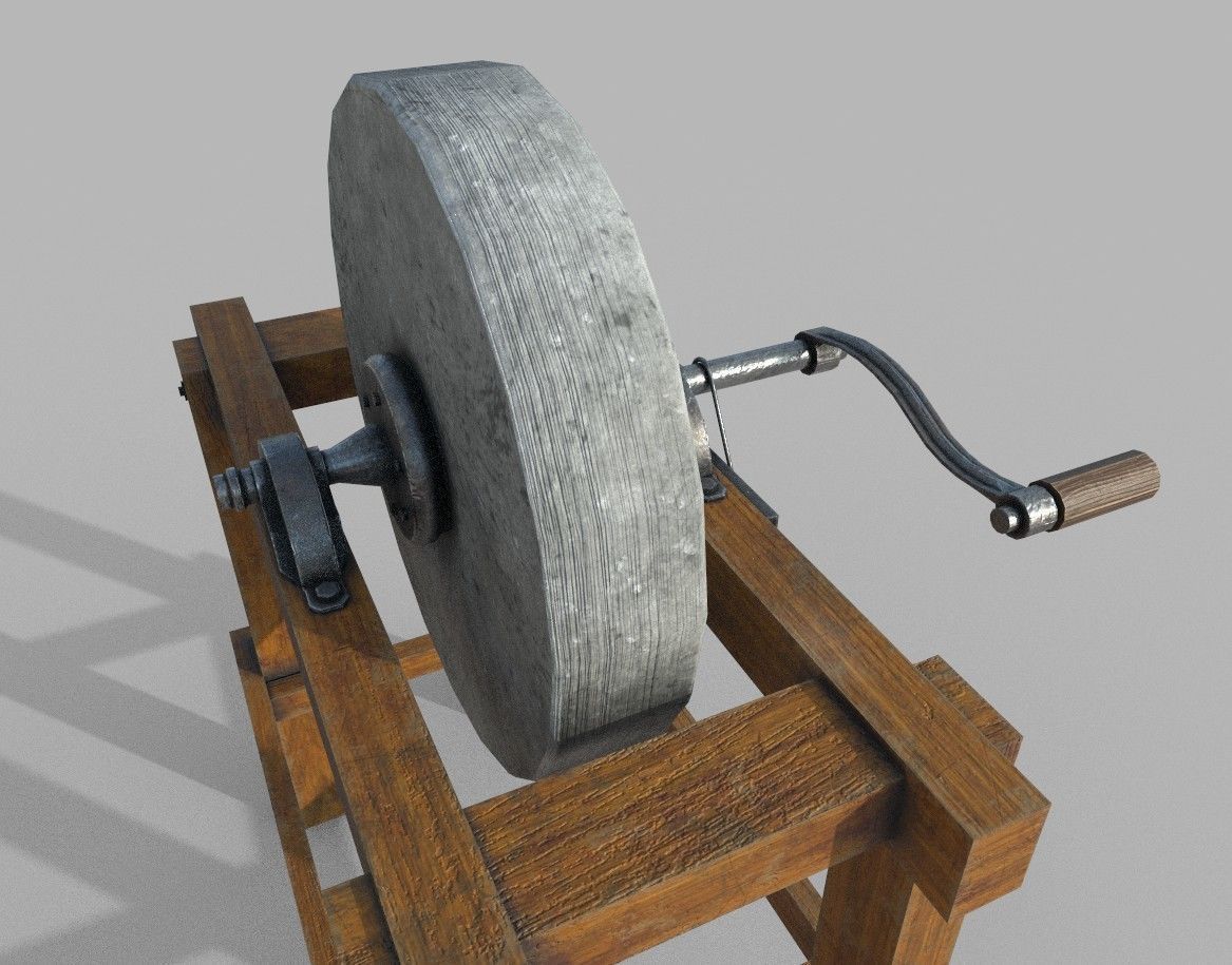 Grindstone 2 grinding wheel Low-poly 3D model_5