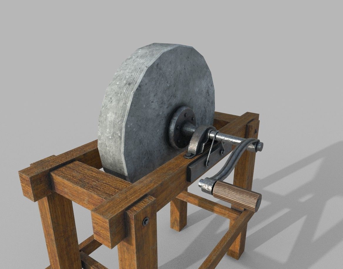Grindstone 2 grinding wheel Low-poly 3D model_4