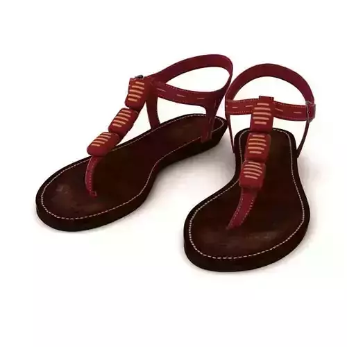 Red Leather Sandals 3D model
