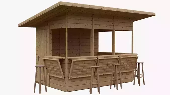 Wooden kiosk 3D model