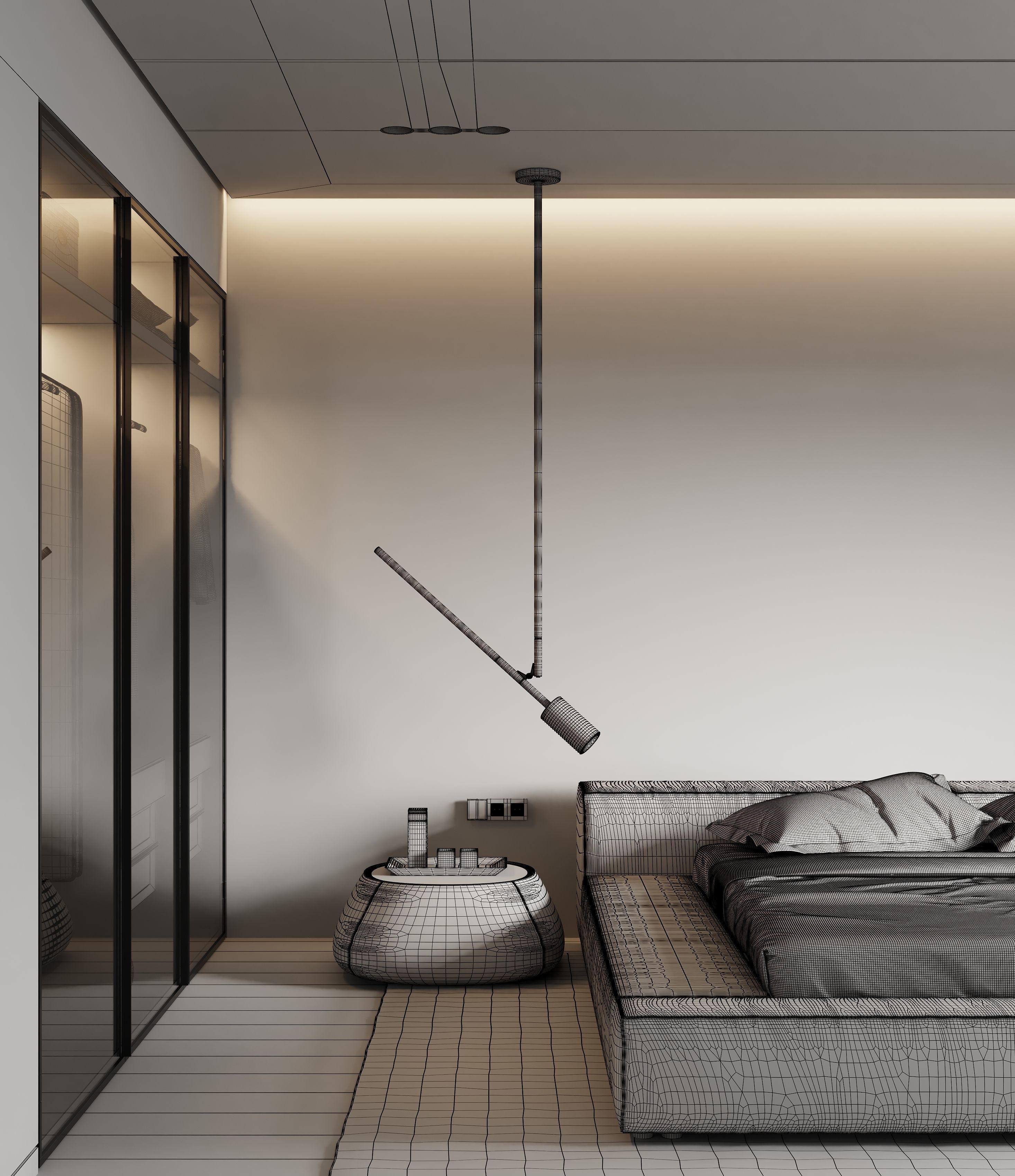 modern black bedroom 3D model_8