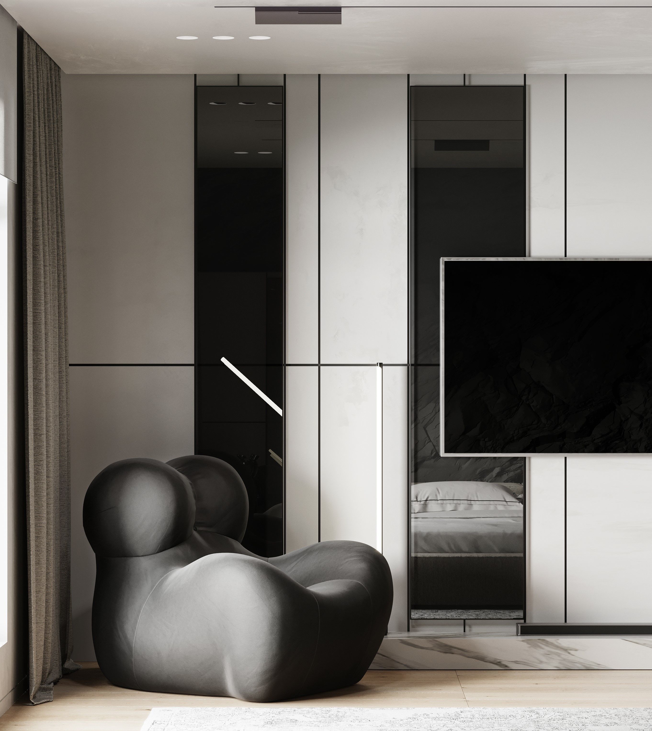 modern black bedroom 3D model_4