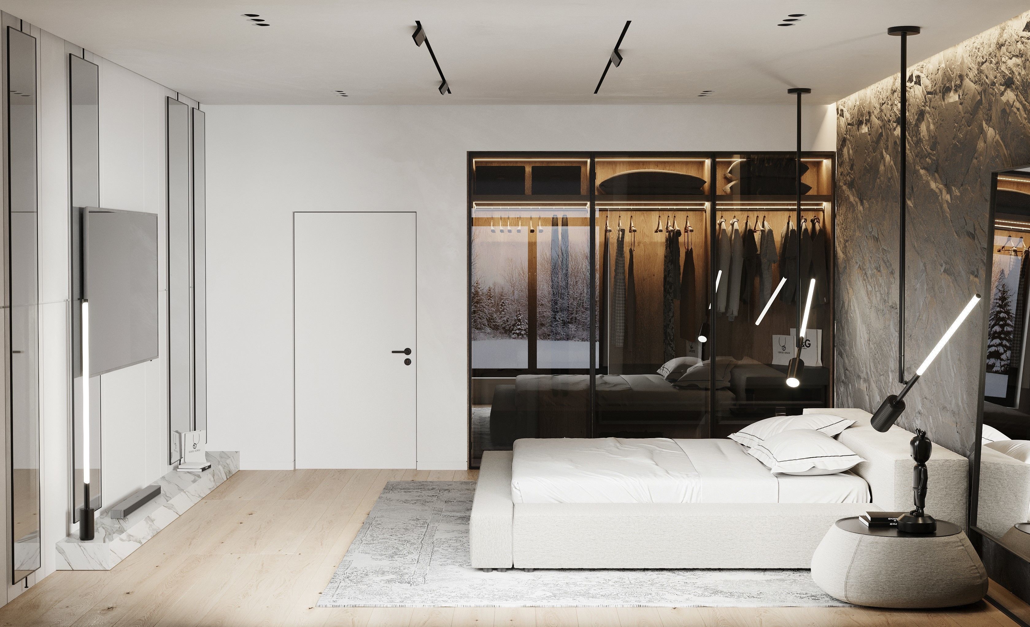 modern black bedroom 3D model_7