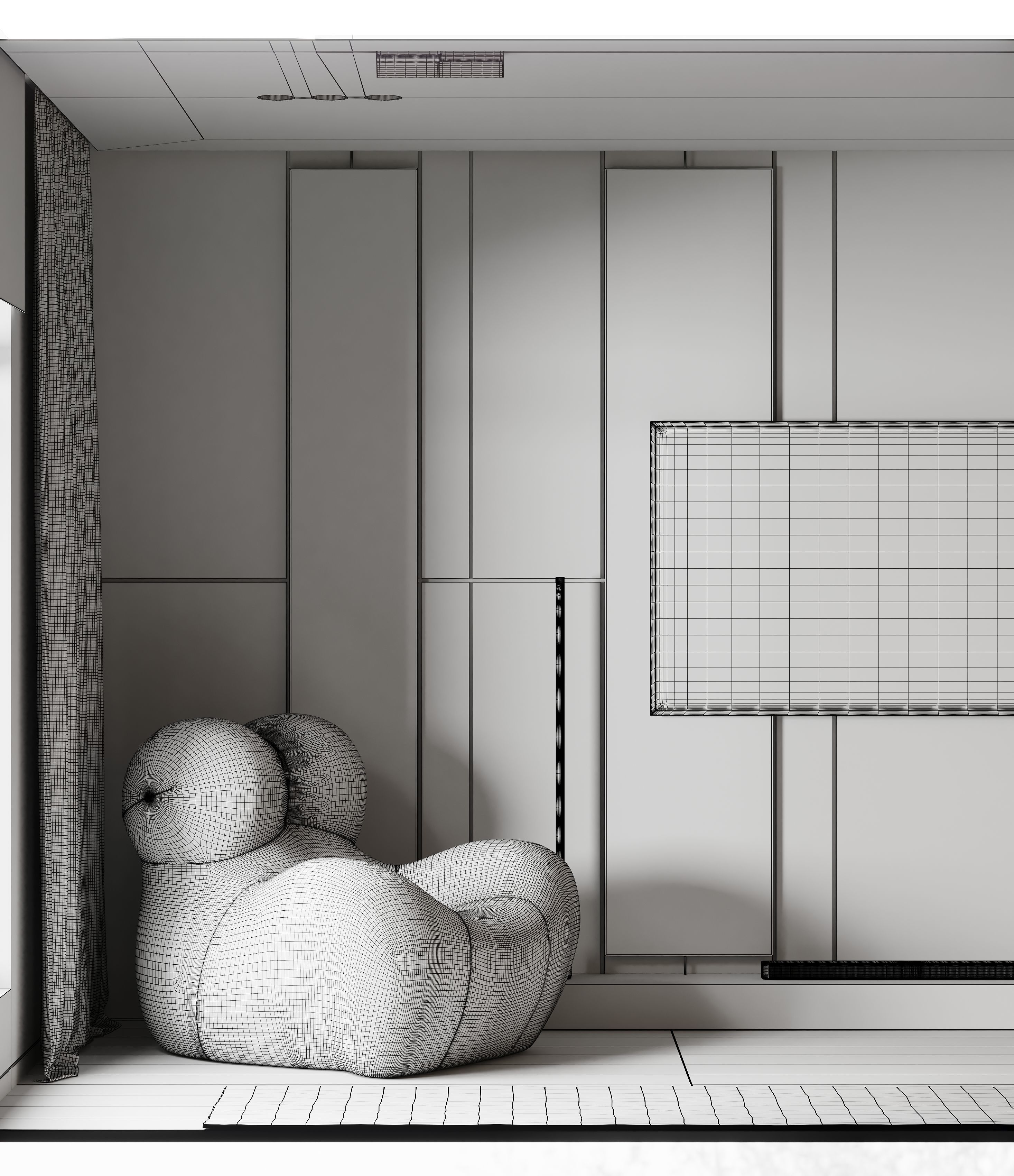 modern black bedroom 3D model_9