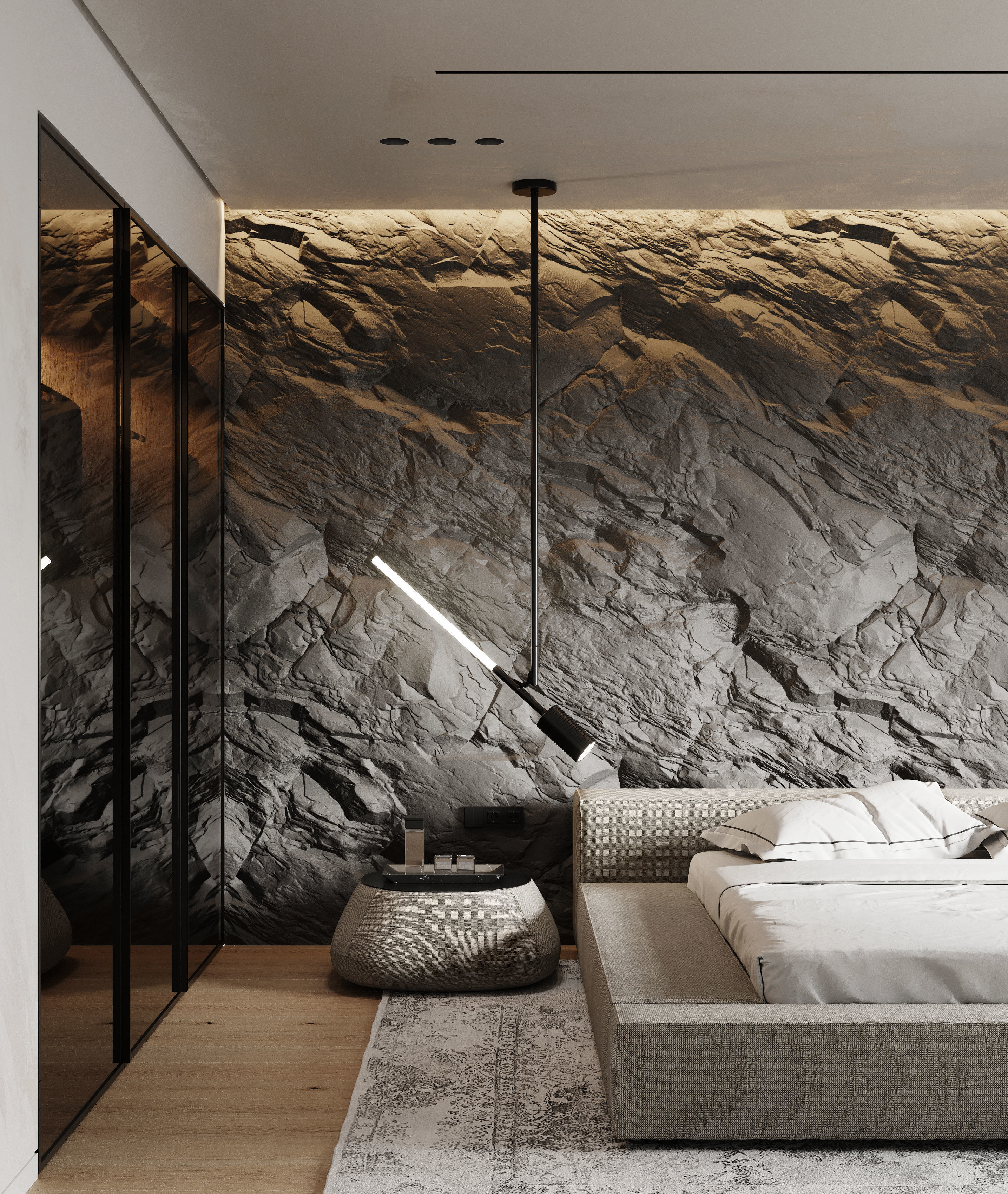 modern black bedroom 3D model_1