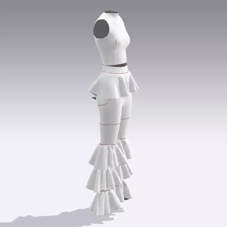 RUFFLED PANT 3D model