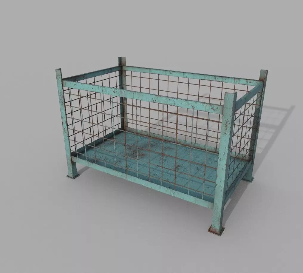 Metal Cage Low-poly 3D model_0