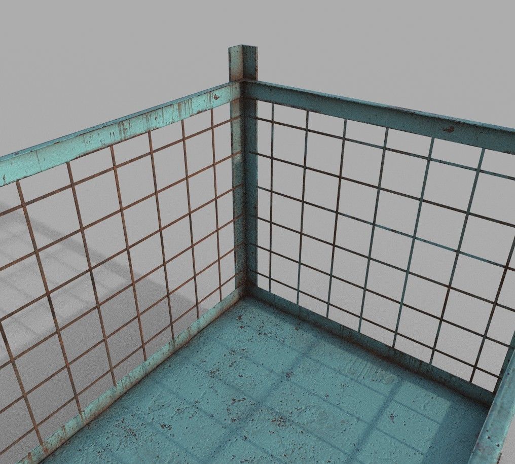 Metal Cage Low-poly 3D model_5
