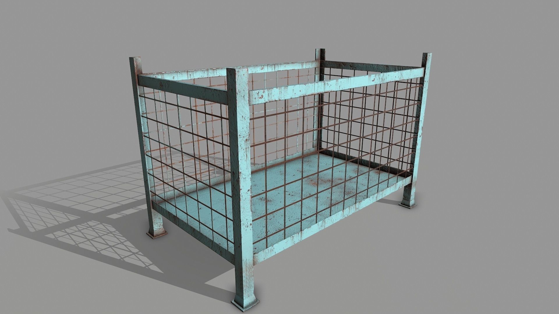 Metal Cage Low-poly 3D model_6