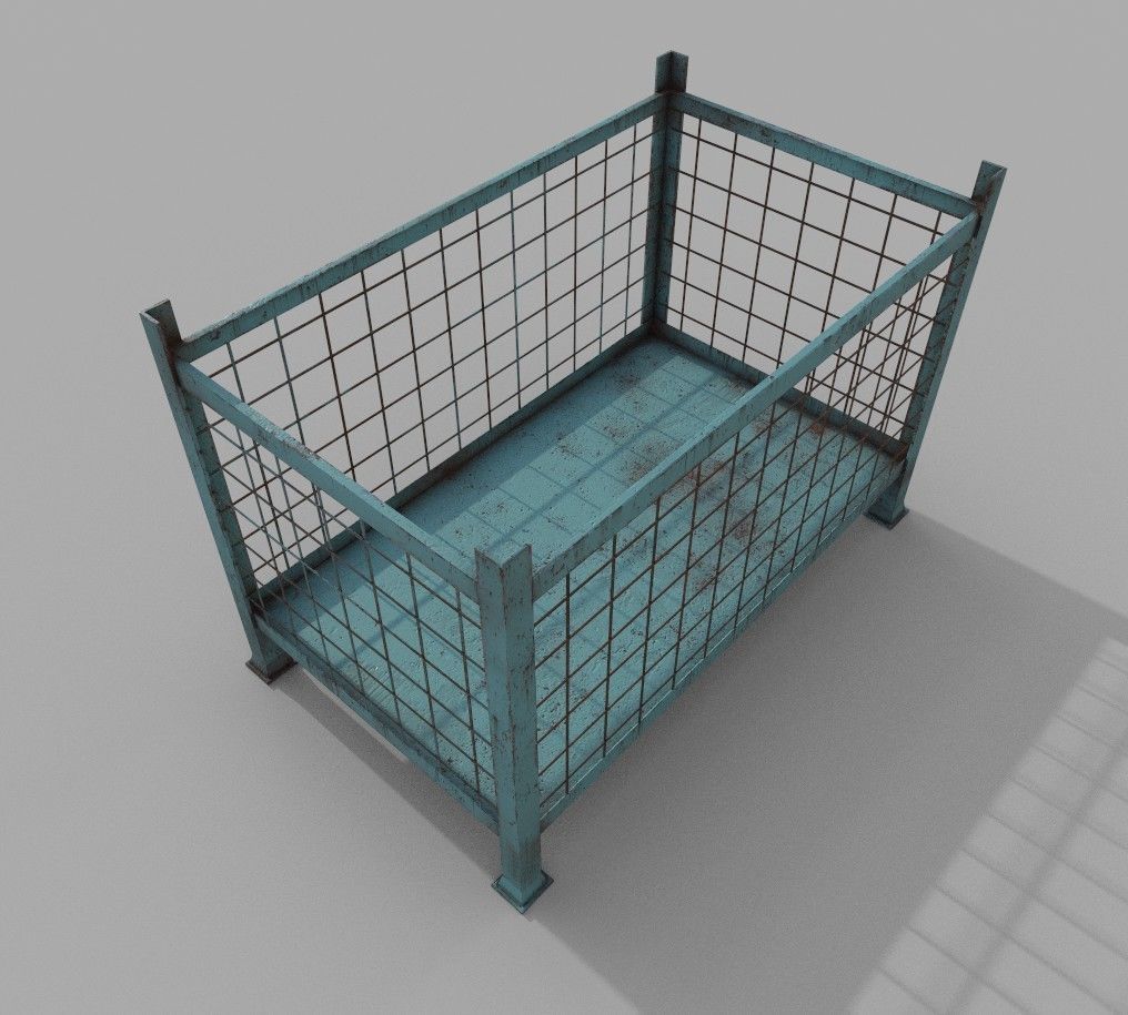 Metal Cage Low-poly 3D model_3