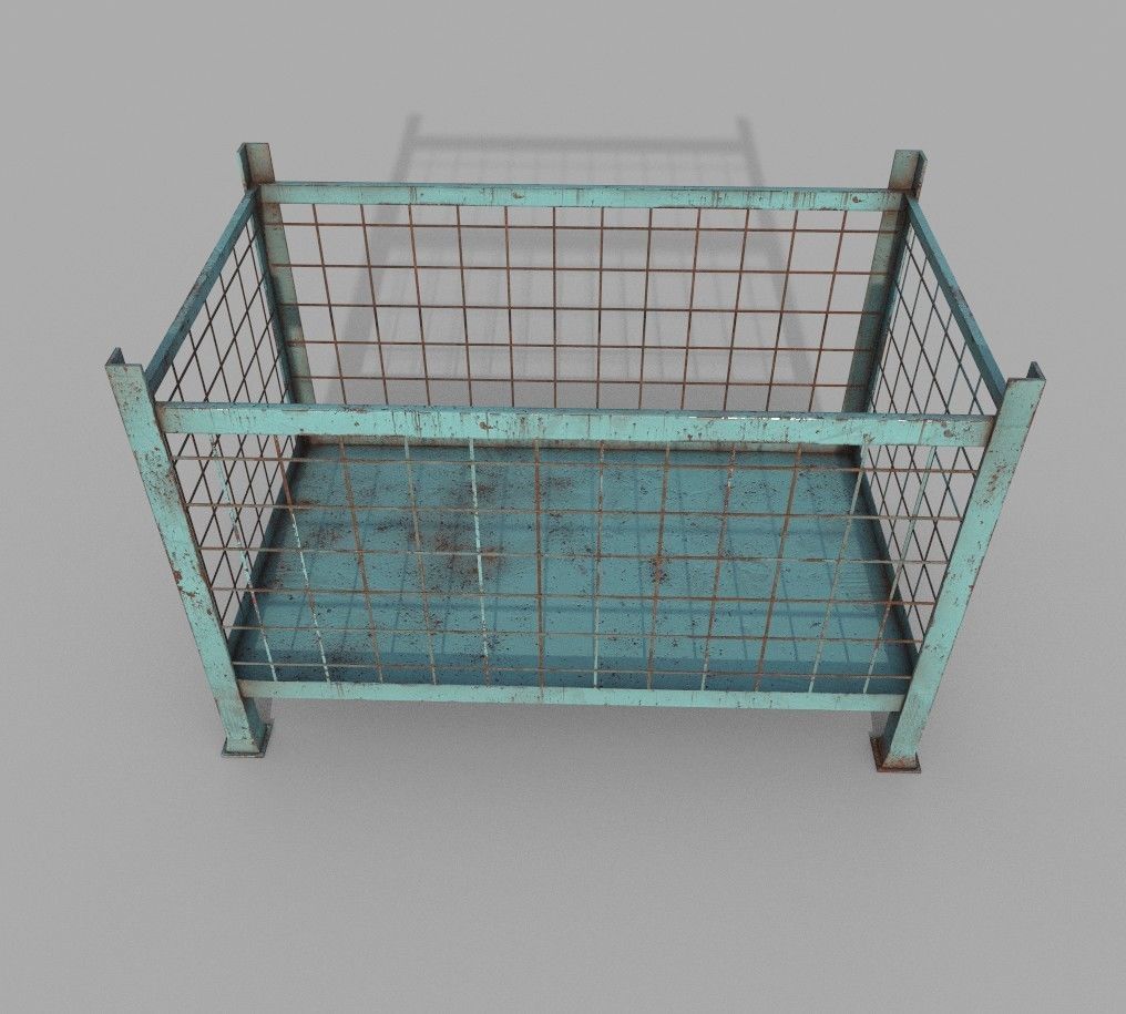 Metal Cage Low-poly 3D model_4