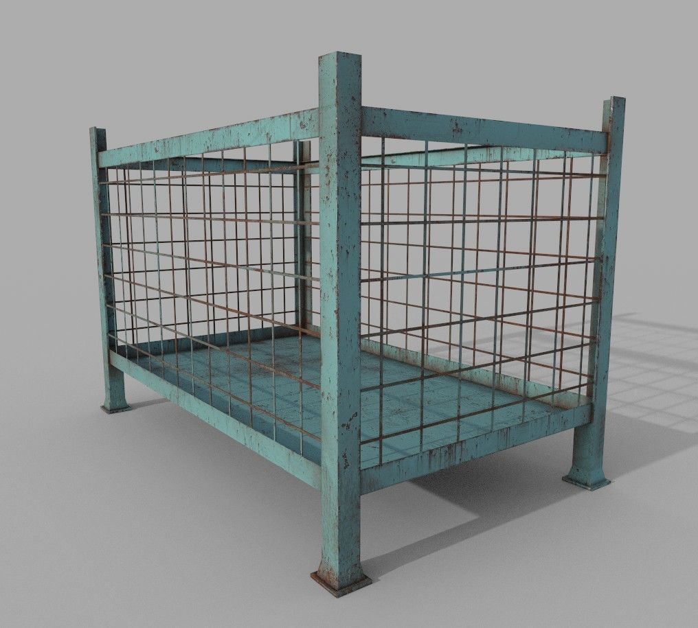 Metal Cage Low-poly 3D model_2