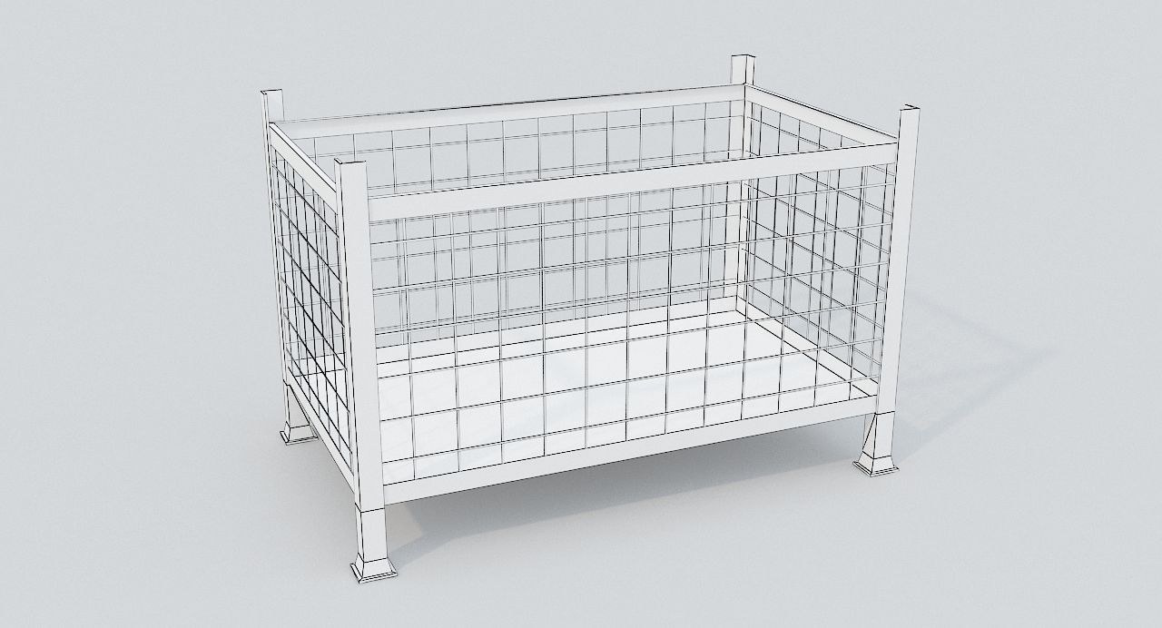 Metal Cage Low-poly 3D model_8