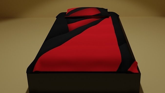 Black and red bed Low-poly 3D model