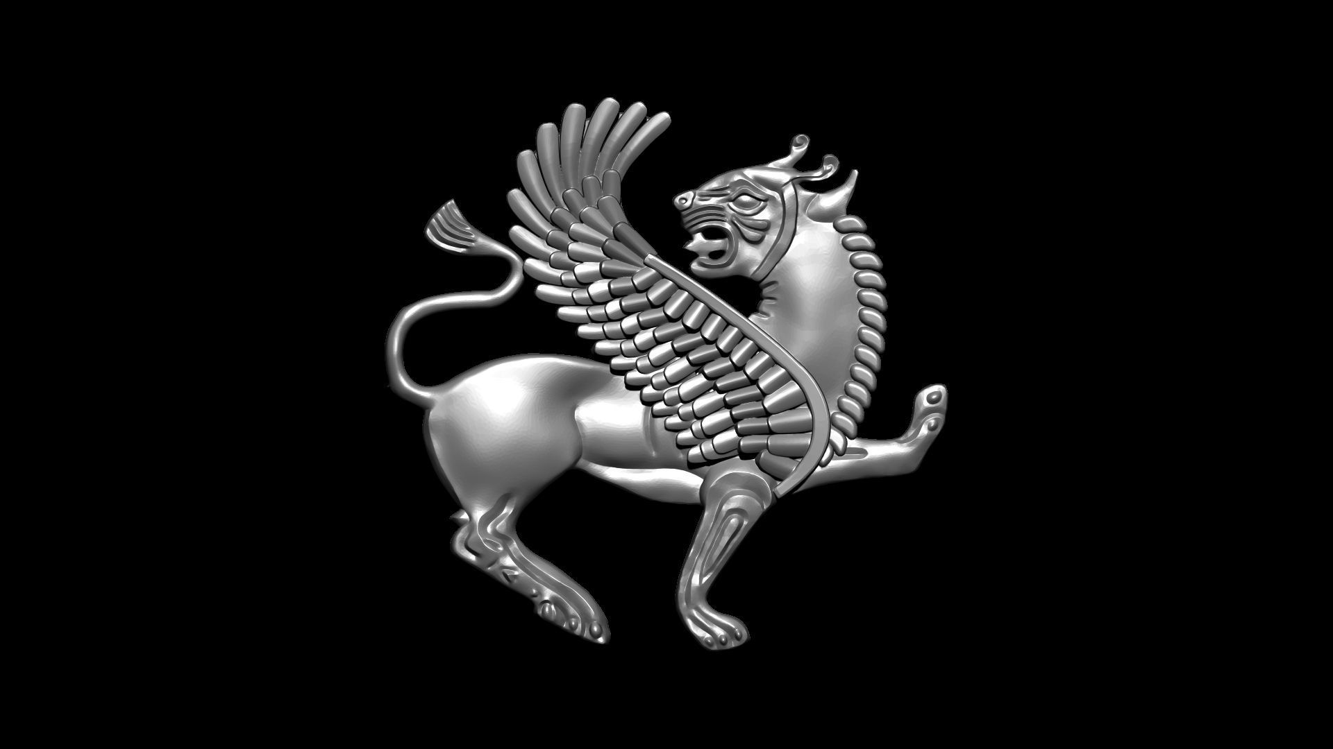shirdal silver pendant with lion 3D print model_2