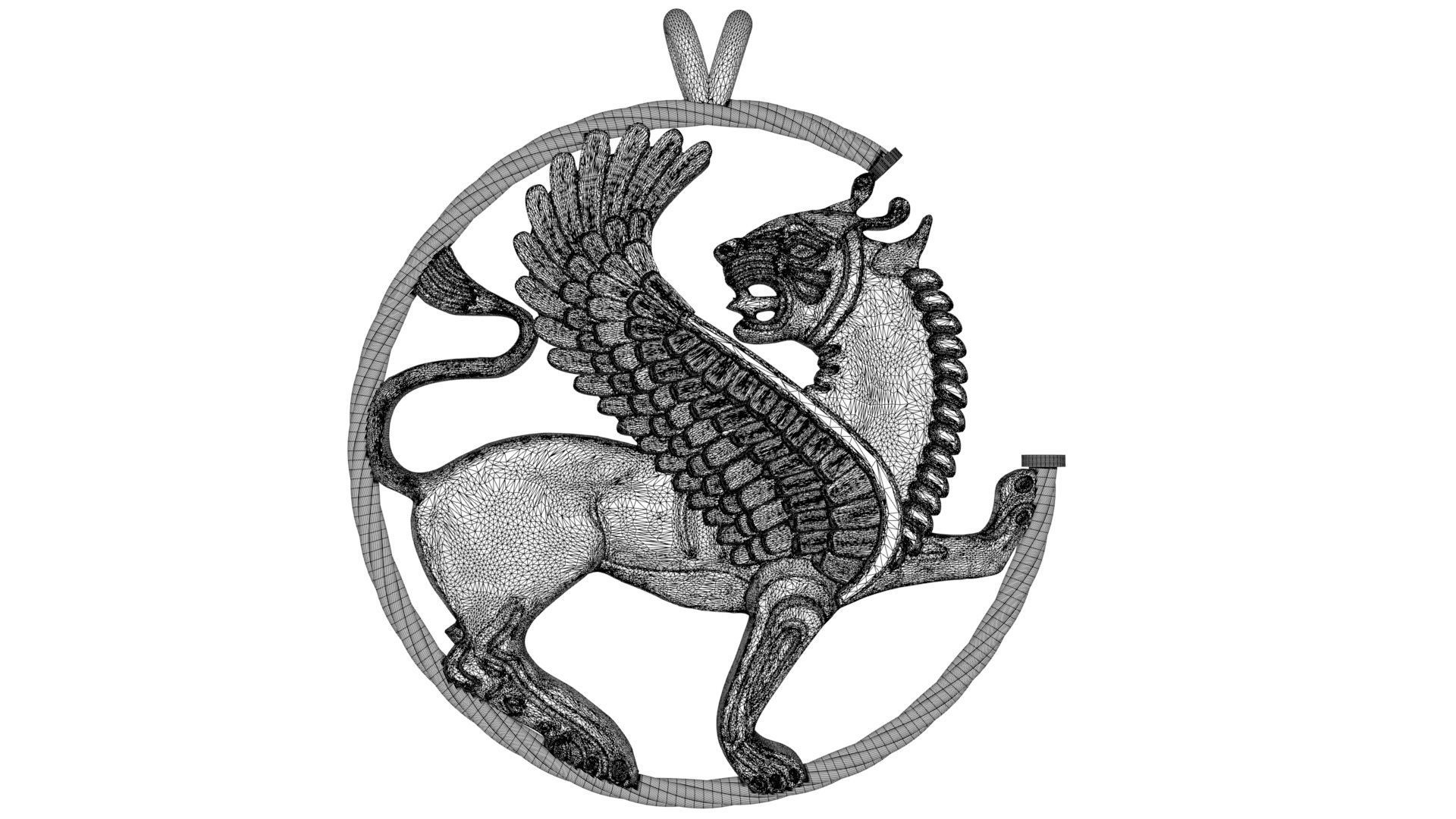 shirdal silver pendant with lion 3D print model_1