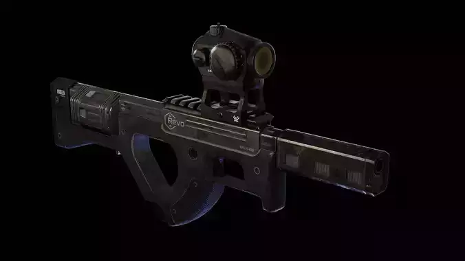 Revo bullpup heavy revolver Low-poly 3D model