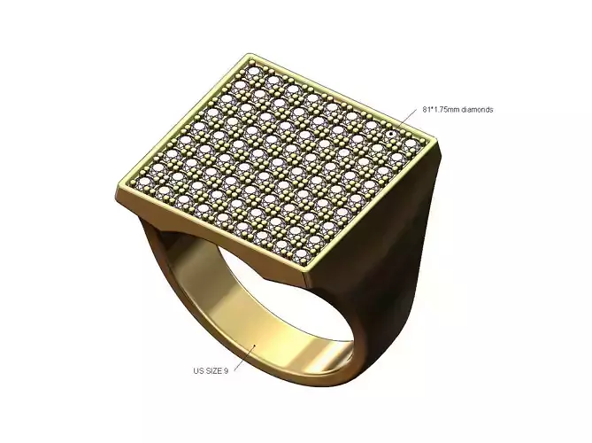 Chunky diamond square statement ring US size 9