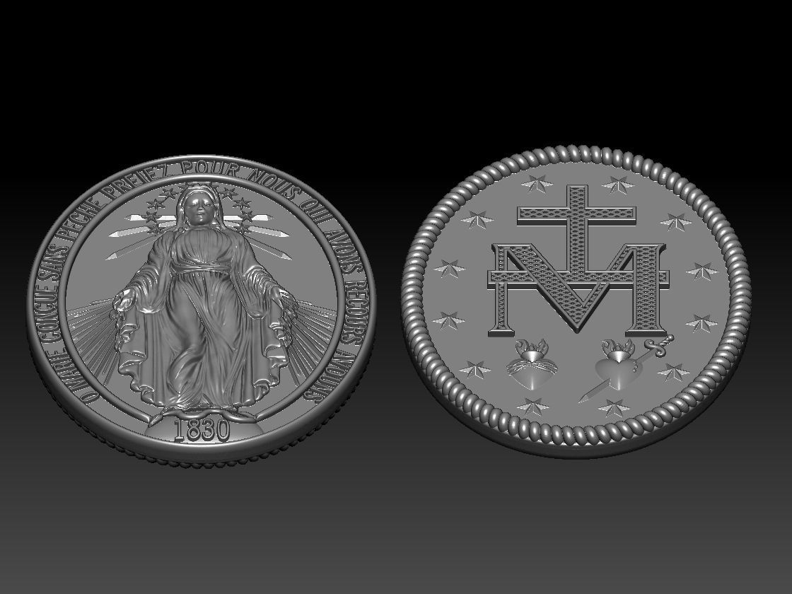 Our Lady Virgin Mary Milagrosa Miraculous Medal 3D print model_3