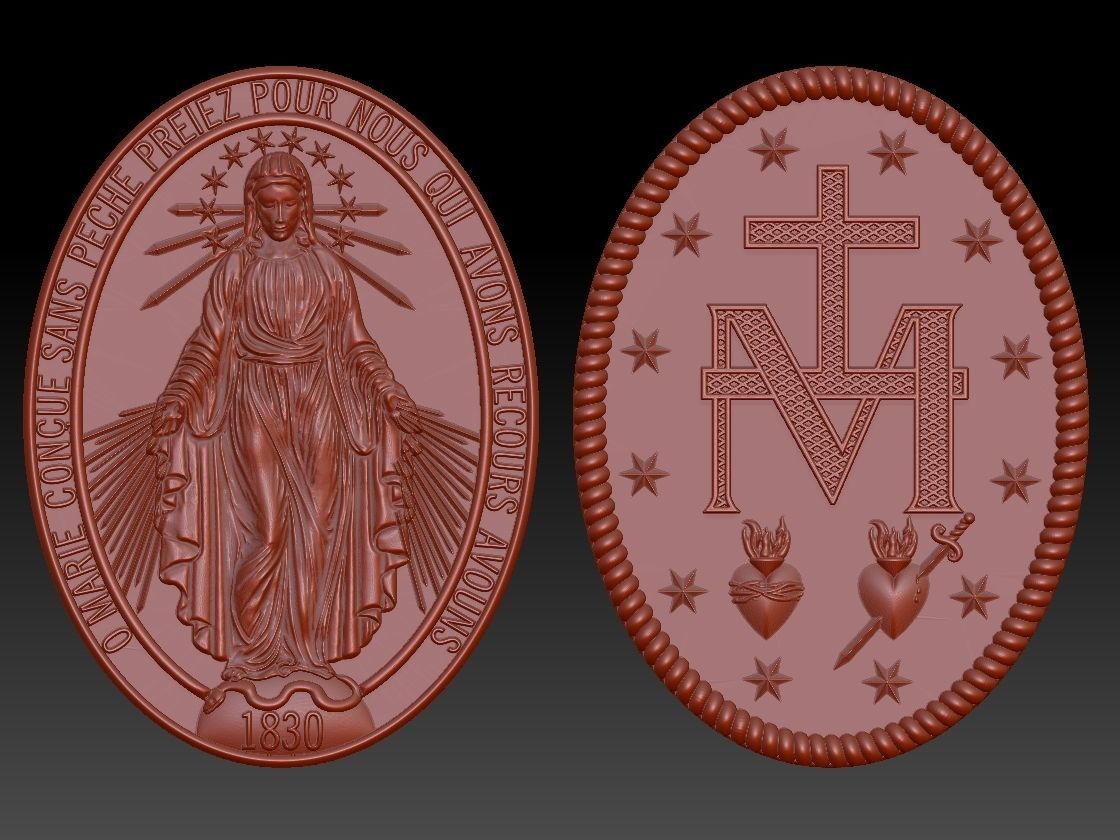 Our Lady Virgin Mary Milagrosa Miraculous Medal 3D print model_5