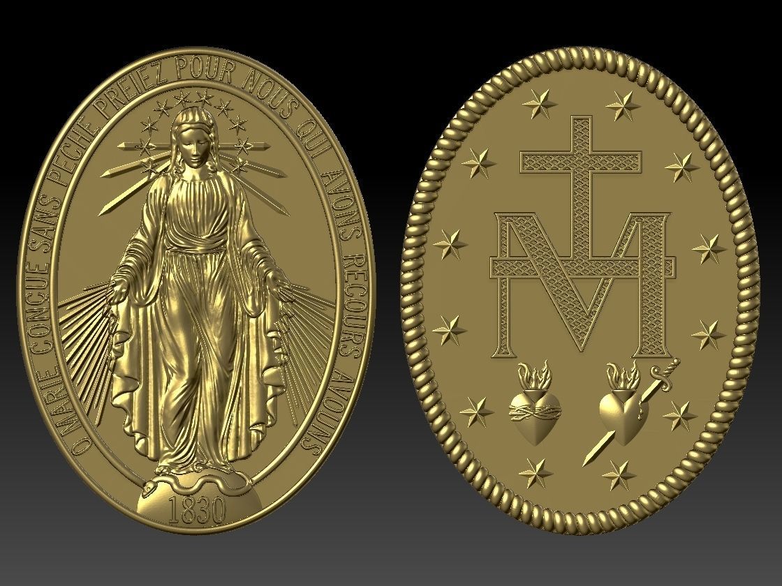 Our Lady Virgin Mary Milagrosa Miraculous Medal 3D print model_6