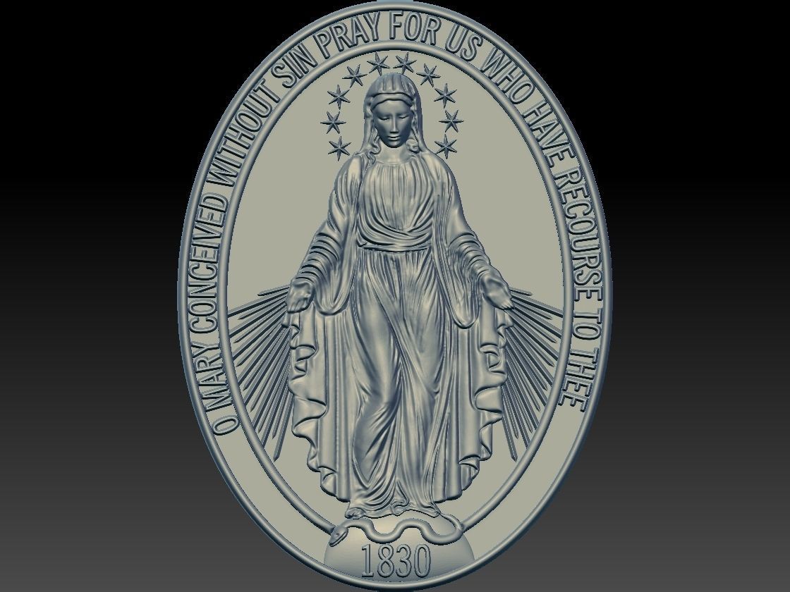 Our Lady Virgin Mary Milagrosa Miraculous Medal 3D print model_9