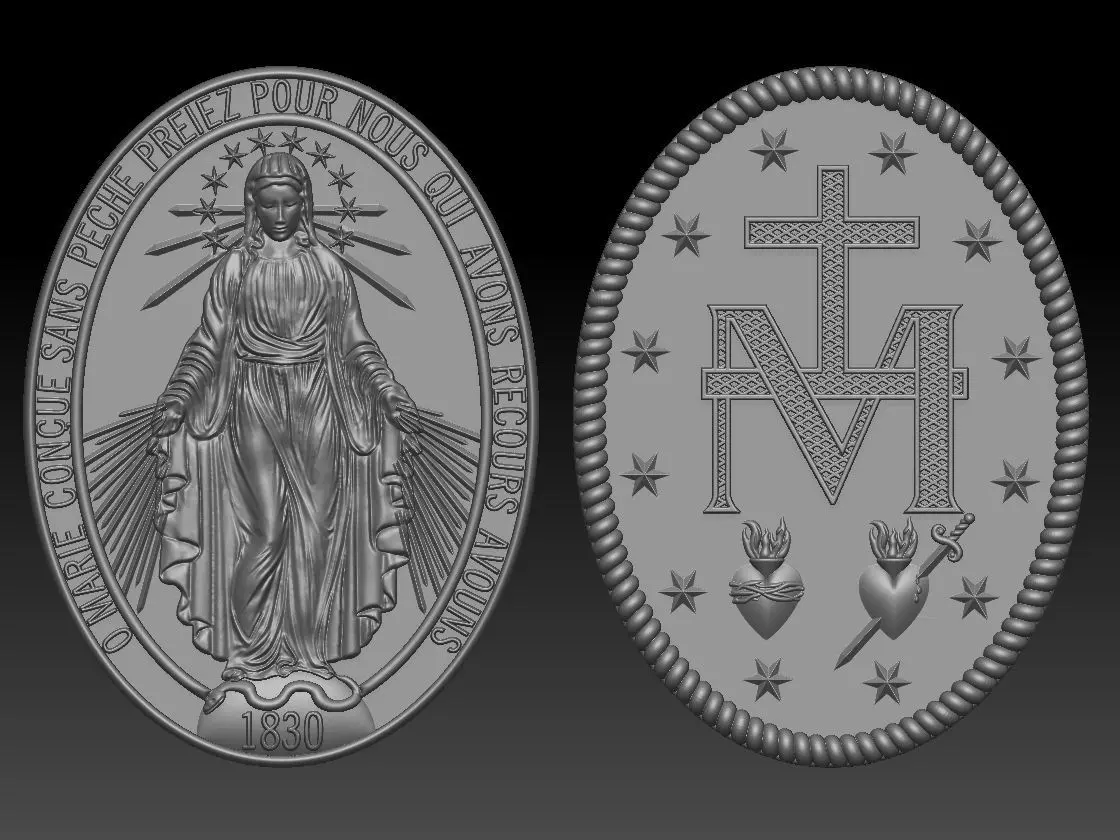 Our Lady Virgin Mary Milagrosa Miraculous Medal 3D print model_0